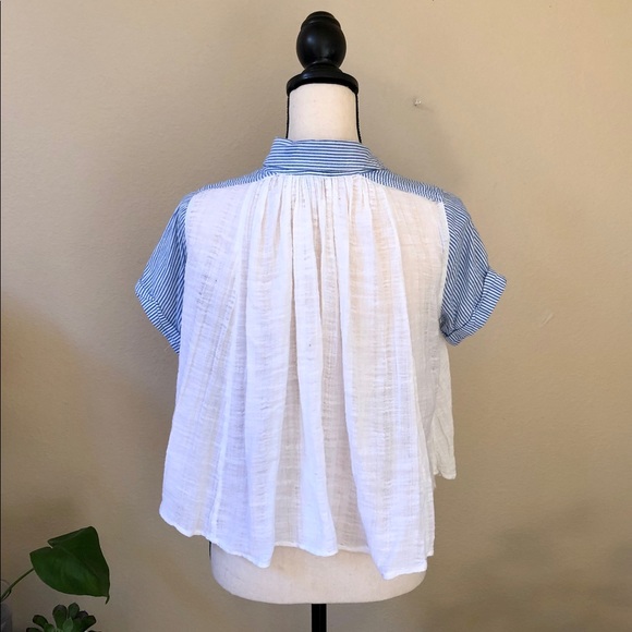 Free people, white cotton gauze with stripe shirt - Picture 4 of 8